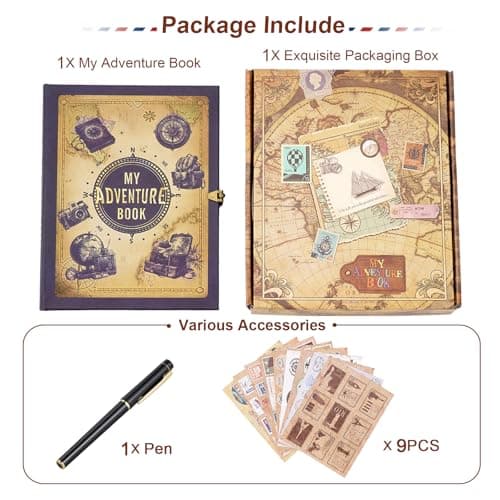My Adventure Book Scrapbook Photo Album, Retro Style Embossed Hard Cover Travel Journal, Scrapbook Kit For Couples, Memory Book For Anniversary Wedding, Valentines' gifts, Christmases etc — view 6