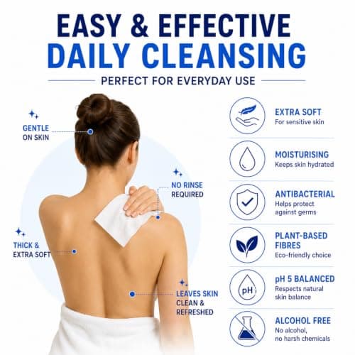 HEALTHON MED 4 Pack Antibacterial Body Wipes (200 XL Wipes) Alcohol Free No Rinse Full Body Cleansing Wipes for Adults – Ideal for Elderly, Bed Bath, Travel, Camping & Personal Hygiene — view 4