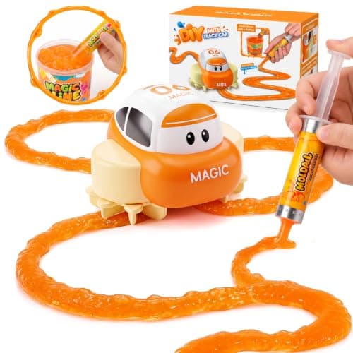DIY Slime Track Car, Rechargeable Yellow Car with Reusable Orange Slime