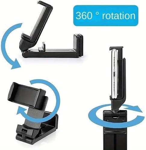 Airplane in Flight Phone Holder with 360° Rotating Clamp, Universal Desk Mount for Airplane Travel, Home & Office Use, Compatible with iPhone & Android, Foldable and Portable - Travel essentials — view 3