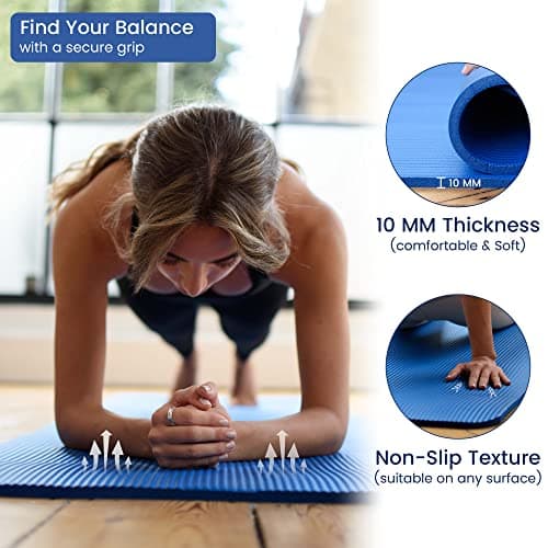 TJC 10MM Thick Green Yoga Mat for Women & Men, Non-Slip Exercise Mat — view 2