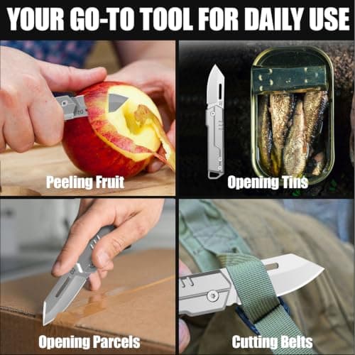 Folding Knife, Cool Dad Birthday Gifts for Men, Compact D2 Steel Edge Utility Tool, CNC Steel Handle, Lanyard Hole, Lightweight EDC Gadgets for Home, DIY, Camping, Hiking, Outdoor — view 6