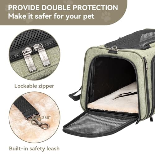 Petsfit Expandable Cat Carrier, Airline Approved Soft-Sided Pet Travel Bag for Small Dogs & Cats, Dual-Sided Extension Up to 5kg, Washable Grey Pet Carrier for Travel — view 4