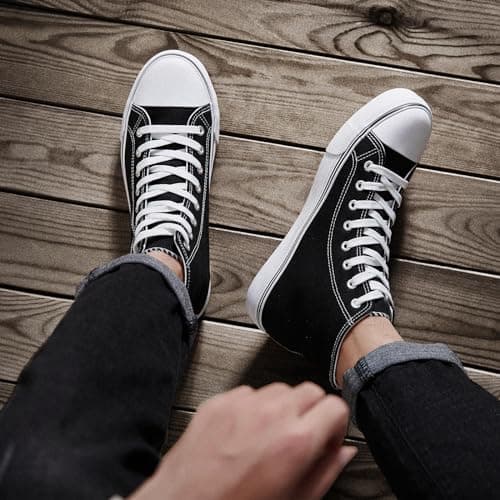 ZGR Men's High Top Canvas Sneakers Lace Up Classic Casual Walking Shoes, Black, 13 — view 3