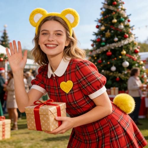 Bear Ears Headband And Tail Set 4 Pieces Unisex Plush Cute Apparel with — view 2