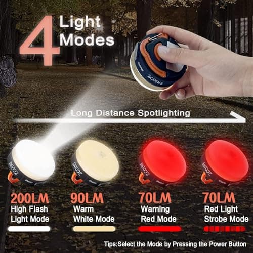 2 Pack Camping Lanterns, USB Rechargeable LED Tent Light with Magnetic Base — view 2