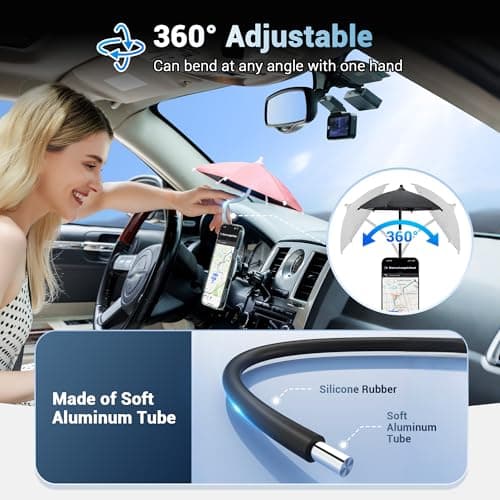 Double Magnetic Car Phone Umbrella,UPF45+ Sun Shade Shield for Driving Pink — view 5