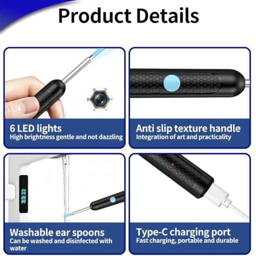 Ear Wax Removal Otoscope Kit 1080P HD Visual Wireless for iOS Android — view 4