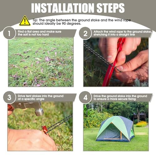 Aluminium Tent Pegs Heavy Duty, 20 Pack Red Camping Ground Pegs with Reflective Ropes and Carry Bag, 18cm Metal Tent Stakes, for Beach Hiking Tarps Hammock Outdoor Use — view 5