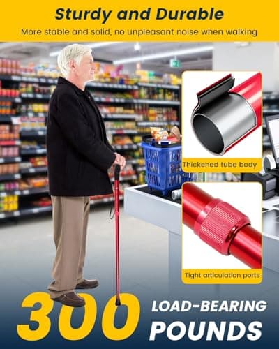 Walking Stick for Women, Adjustable Folding Walking Sticks for 5.2FT-6.1FT Ladies, 5-Section Different Size Collapsible Cane for Elderly — view 5