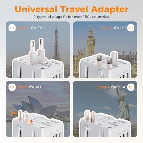 TESSAN Universal Travel Adapter with 2 USB C and 2 USB A — view 3
