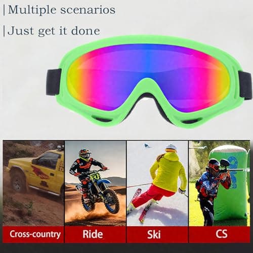 JIfengan Ski Goggles Snowboard Goggles - UV Adjustable Riding Offroad Protective Goggles, Cycling Motorcycle ATV Glasses For Youth Men Women Kids (Green) — view 3