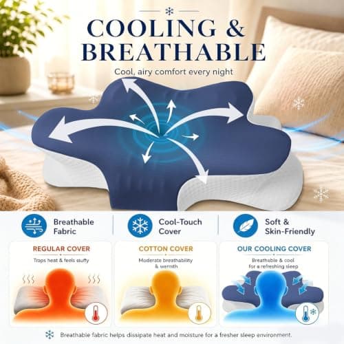 Hydomi Cervical Memory Foam Pillow for Neck and Shoulder Pain-Adjustable Orthopedic Pillow with Armrest Design-Bed Pillow with Cooling Washable Cover for Side, Back & Stomach Sleep — view 5