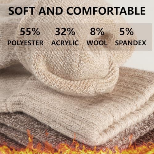 YORJOSOX Thermal Socks for Womens Warm Winter Socks 3 Pairs Cosy Thick Comfy Work Hiking Boot Crew Ladies Gifts Socks UK Size 3-8 (UK, Numeric, 3, 8, Regular, Regular, 3 Pairs Multicolour) — view 6