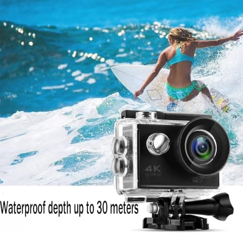 BSLVWG 4K Action Camera 20MP WiFi 30M Waterproof Sports Camera Underwater Camera for Vlog With Ultra HD 170°Wide-Angle 2.4G Remote Control Anti-Shake 2.0'' LCD Screen with Accessories Kit (Gold) — view 3