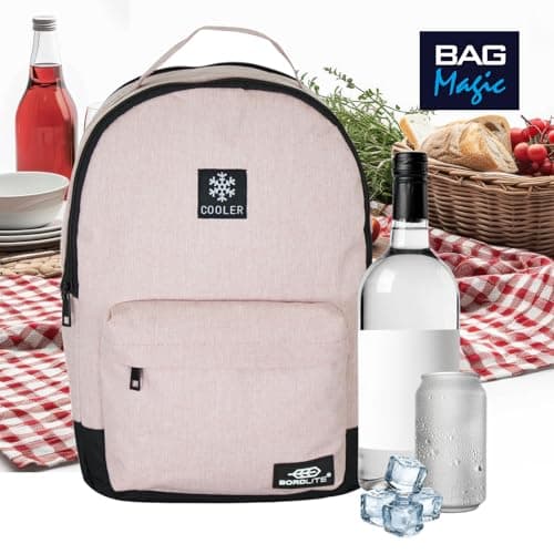 Bordlite Cooler Backpack Insulated Lunch Bag – Leakproof, Water Resistant, Large Capacity Cool Bag for Work, Travel, Picnic, Beach – Thermal Backpack with Pockets & Bottle Holder, 28x15x39cm - Pink - — view 4