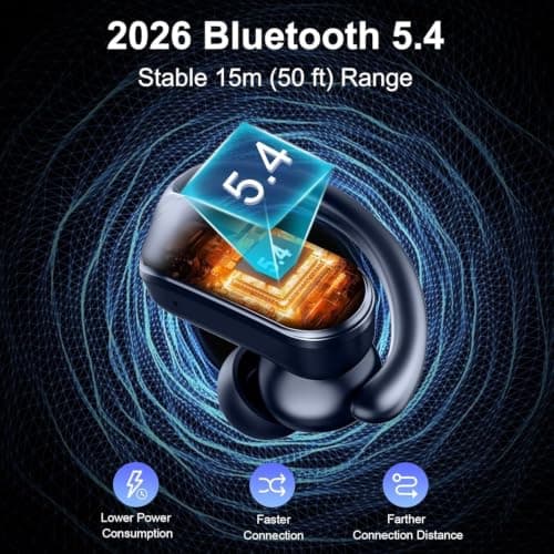 Ordtop Wireless Earbuds Sports, 70H New Running Bluetooth 5.4 Headphones — view 2