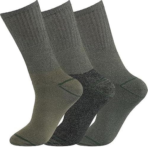 Men’s Army Military Thermal Socks – Moisture-Wicking Athletic Crew Socks with Fully Cushioned Sole for Boots, Walking & Hiking (3, Green)