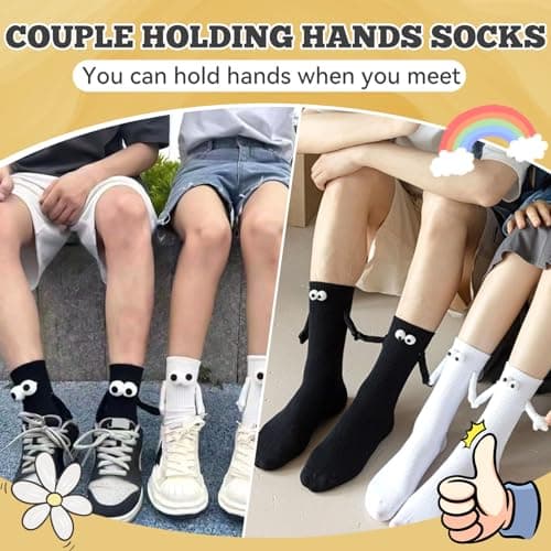 uinnossvc 2 Pairs Funny Magnetic Socks That Hold Hands — view 5