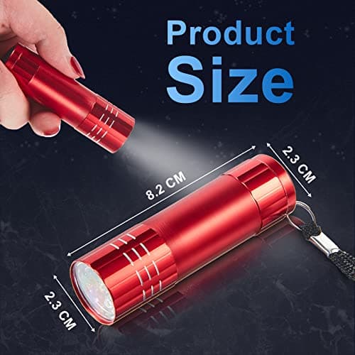 Riakrum 2 Pcs Mini Pocket Torch Small Handheld Torches Kids Led Flashlight 3 Inch Waterproof Pencil Torch with Lanyards for Camping Hiking Outdoor, Batteries with Insulation Card Included (Blue, Red) — view 3
