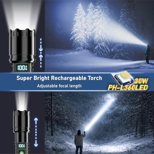 Torch Rechargeable 2 Pack, Torches Led Super Bright 1,000,000LM Flashlight — view 2