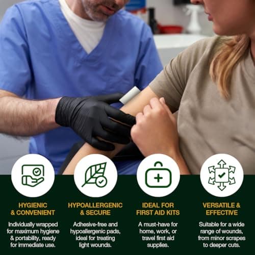Value Aid Low Adherent Dressing Pads - 5cm x 5cm Hypoallergenic Sterile Wound Care, Non-Stick Surface for Gentle Removal - Individually Wrapped Medical Dressings for Cuts & Grazes (25 Pack) — view 4