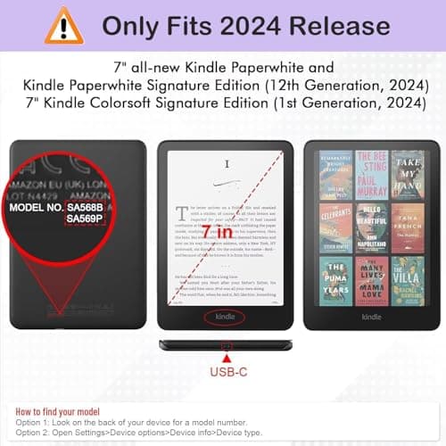 MOKASE Case for 7" Kindle Paperwhite (12th Generation, 2024) & Kindle Colorsoft Signature Edition, Flexible Transparent TPU Bumper PU Leather E-Reader Cover with Auto Wake/Sleep, Beach — view 2