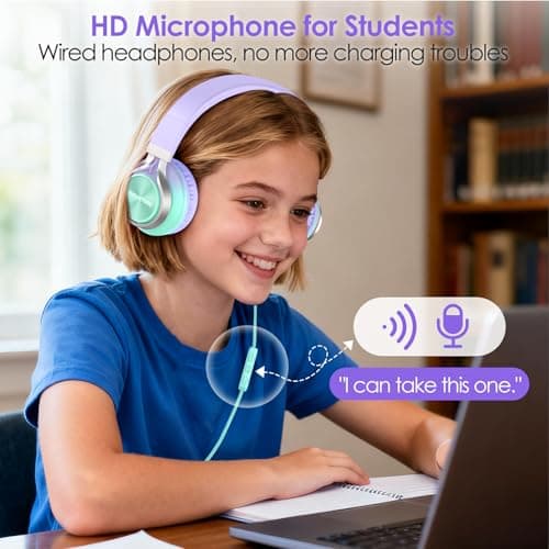 INFURTURE USB C Headphones Wired Over Ear with Mic for School and Classroom — view 3