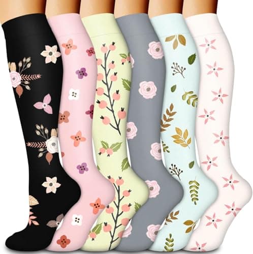 Compression Socks for Women and Men 15-20 mmHg 6 Pack Compression Stockings Circulation-Best Support for Medical,Running,Nursing,Athletic (C-Assorted-1, Large-X-Large)