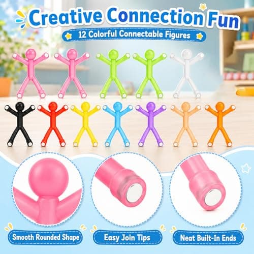 12-Piece Magnetic Men Fidget Toys Kids, Magnetic Fidget Toy, Magnetic Fidget Toys, Novelty Magnet Men Desk Accessories, Colorful Fidget Decor for Office Whiteboard and Refrigerator — view 3