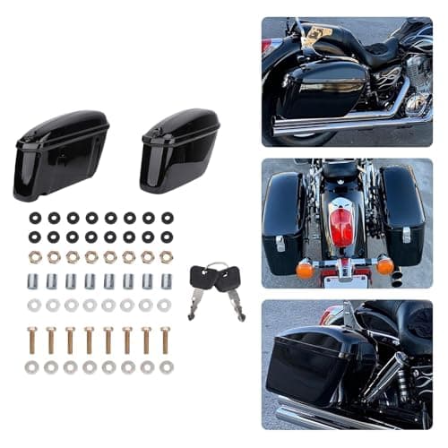 Motorcycle Hard Saddle Bags Glossy Black Secure Storage for Universal Fit for Cruiser, 22L ABS Material — view 4