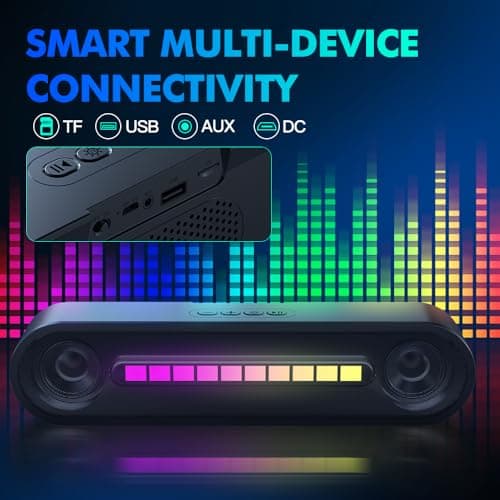 Aysoi PC Speakers, Portable Bluetooth Speakers,Wireless Computer Speakers, Computer Soundbar for Desktop Monitors,PC, Laptop, Desktop, Smartphones,Home, Travel,Outdoor, Beach (Dynamic RGB) — view 6