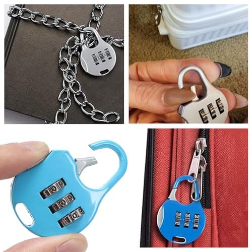 4 PCS Combinations Code Lock, 3 Digit Security Padlocks Zinc Alloy Luggage Number Locks for Lockers, Cabinets and Suitcases (Purple) — view 5