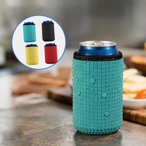 4 Pcs Can Cooler Sleeves,Non-Slip Beer Cooler,Rubber Insulated Cover,Portable and Durable,Consistent Temperature Protection,Ideal for Soda,Beer,and Water Bottles,As Well As Parties and Holiday Events — view 5