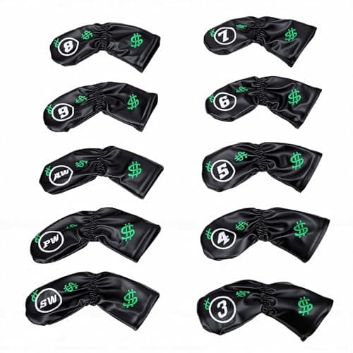 Omquot Golf Club Cover - Lightweight Stylish Golf Bag Protection - Travel Cloth Cover - 10 Pack (Black) — view 6