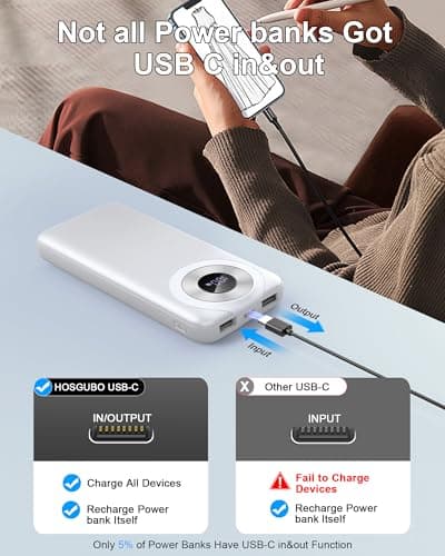 Power Bank 10000mAh, 22.5W Phone Charger Power Bank Fast Charging with USB-C in&out, 3 Outputs Portable Charger Battery Pack with iPhone16/15/12/11/13/14/Tablets, Beige — view 6