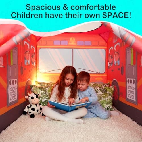 Fire Truck Pop Up Tent for Kids – Foldable Playhouse for Boys Girls Ages 3-8 – Indoor Outdoor Waterproof Play Tent with Carry Bag – Imaginative Role-Play Toy Gift — view 3