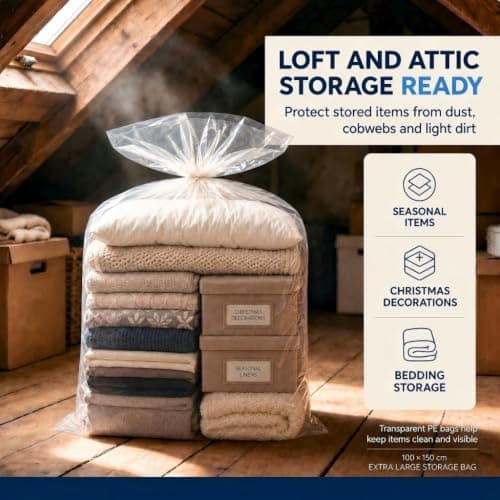 Extra Large Clear Plastic Bags-6PCS Storage Bags for Suitcase Moving Plush — view 4