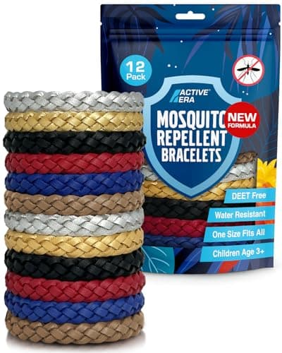 Active Era Mosquito Repellent Bracelet [12 Pack], Insect Midge & Mosquito Bands - Powerful DEET Free Formula - Waterproof with 250 Hours / 10 Days of Protection (Solid Colour - 12 Pack)