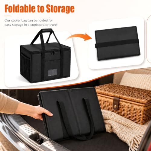 40L Large Cooler Bag, Foldable Soft Cool Bag, Leak-Resistant, Reusable Grocery Shopping Bags for Beach, Picnic, BBQ, Shopping, Camping, Family Outdoor Travel — view 6