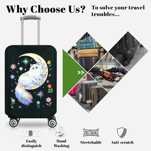 SICANAUO Luggage Covers, Elastic Travel Suitcase Protector, Personalised Suitcase Cover, Anti-Scratch Luggage Storage Covers, Travel Trolley Case Protector (Style 9, S (19-21 inch suitcase)) — view 4