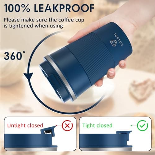 CS COSDDI Travel Mugs, Insulated Coffee Cup with Leakproof Lid - Reusable Coffee Cups Travel - Car Coffee Cup - Stainless Steel Mug for Hot and Cold Coffee — view 4
