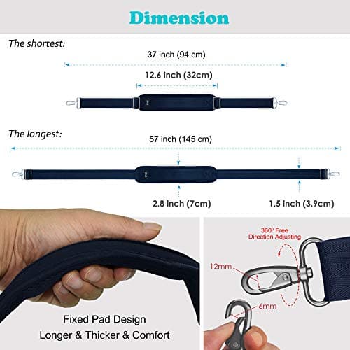 ZINZ 57" Adjustable Bag Straps Replacement with Thick Fixed Pad,Blue — view 2