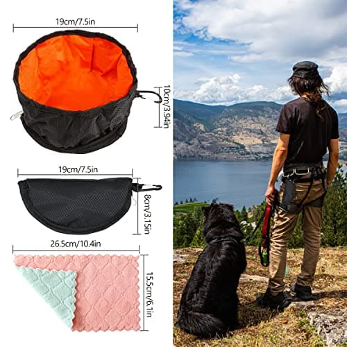 MABAHON 2Pcs Collapsible Dog Travel Bowls Portable Nylon With Clean Cloth — view 2