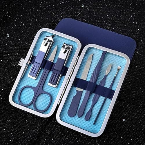 1 Set of Nail Clippers Kit Nail Grooming Kit Manicure Set for Men and Boys, As a Gift for Nail Care(7 PCS, Blue) — view 3