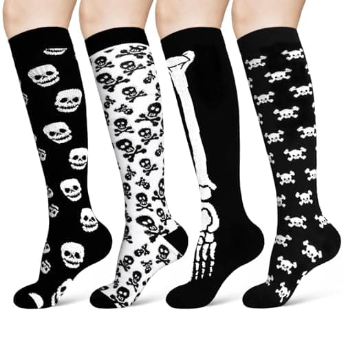 ACWOO 4 Pairs Compression Socks for Women & Men, Graduated Stockings Support, Non-Slip Breathable Flight Socks Running Socks for Sports, Flying, Maternity Pregnancy, Nurses, Travel, Running