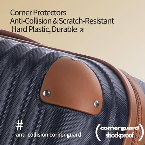 Rocklands London Suitcase Large 28 Inch Hard Shell Lightweight Checked Luggage with 360° Rubber Spinner Wheels Durable Travel Case Telescopic Handle, TSA Lock, Navy — view 6