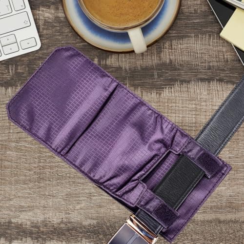 Mini Wallet Nylon Blocking Travel Pouch Anti-Theft Money Belt Bag (Purple) — view 3