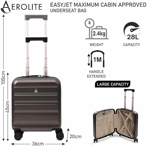 Aerolite 45x36x20 Easyjet 8 Wheel ABS Hard Shell Under Seat Cabin Suitcase — view 2