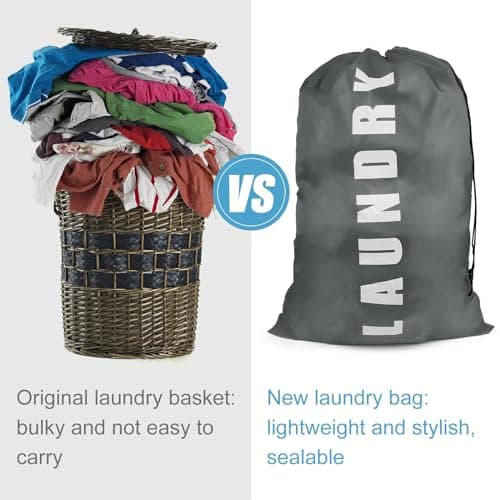 2 PCS Travel Laundry Bags, 24" x 36" Portable Large Laundry Bag (Blue,Grey) — view 4